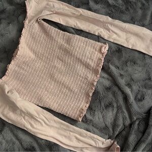 Hollister Crop Pink Long Sleeve Ribbed Top